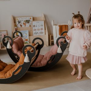 Bujak Drewniany z Poduszką - Zestaw Leo L - Czarny z drewnem