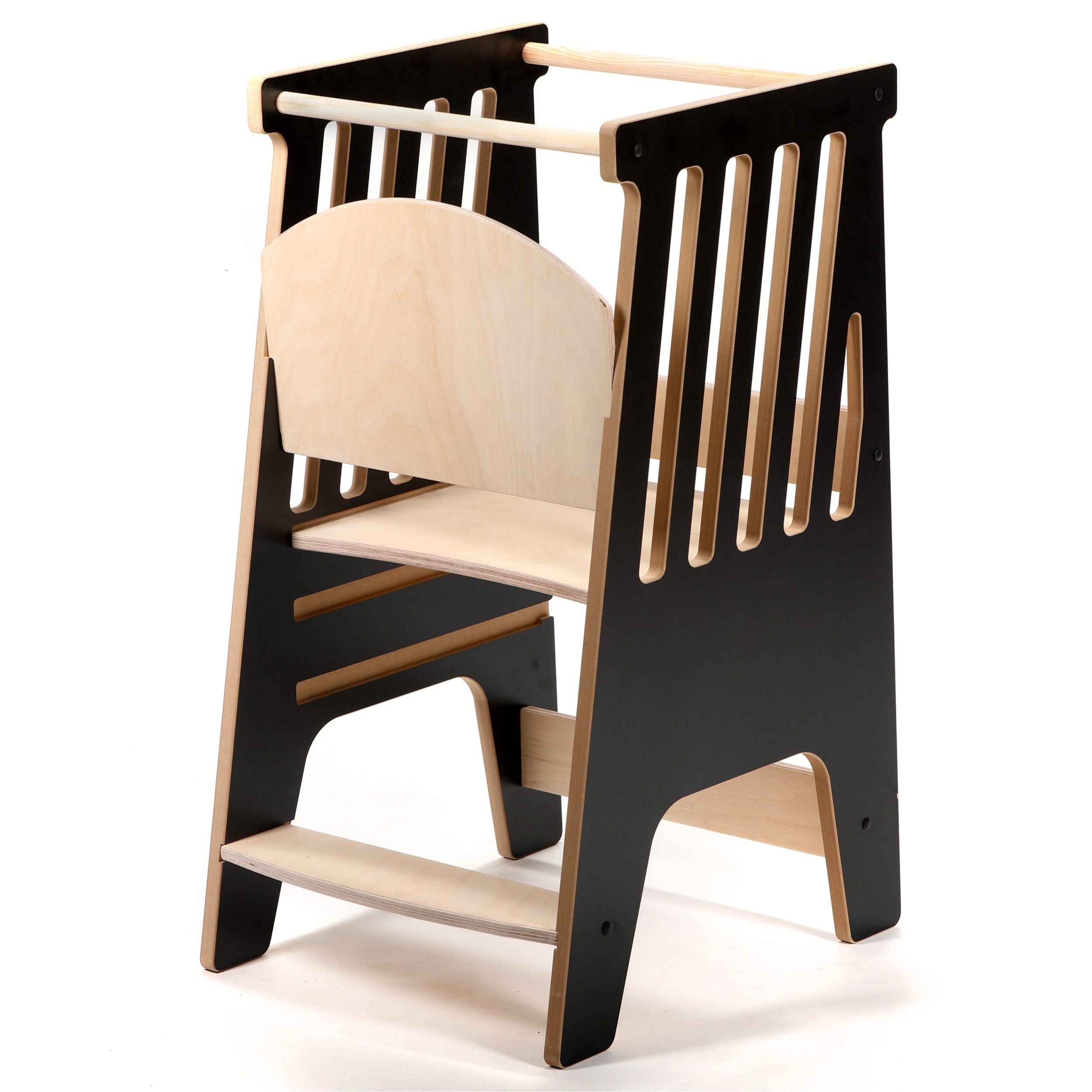 kitchen helper czarny z drewnem brzozowym