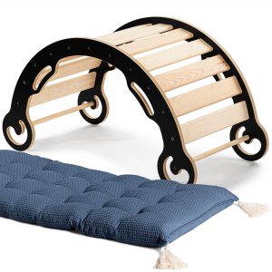 Bujak Montessori z poduszką - Leo XL , Czarny z drewnem