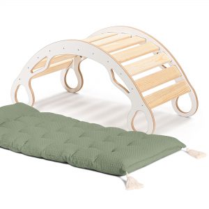 Bujak Drewniany + Poduszka - Zosia L - Biały z drewnem