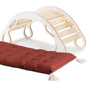 Bujak Montessori z Poduszką - Zosia XL - Biały z drewnem