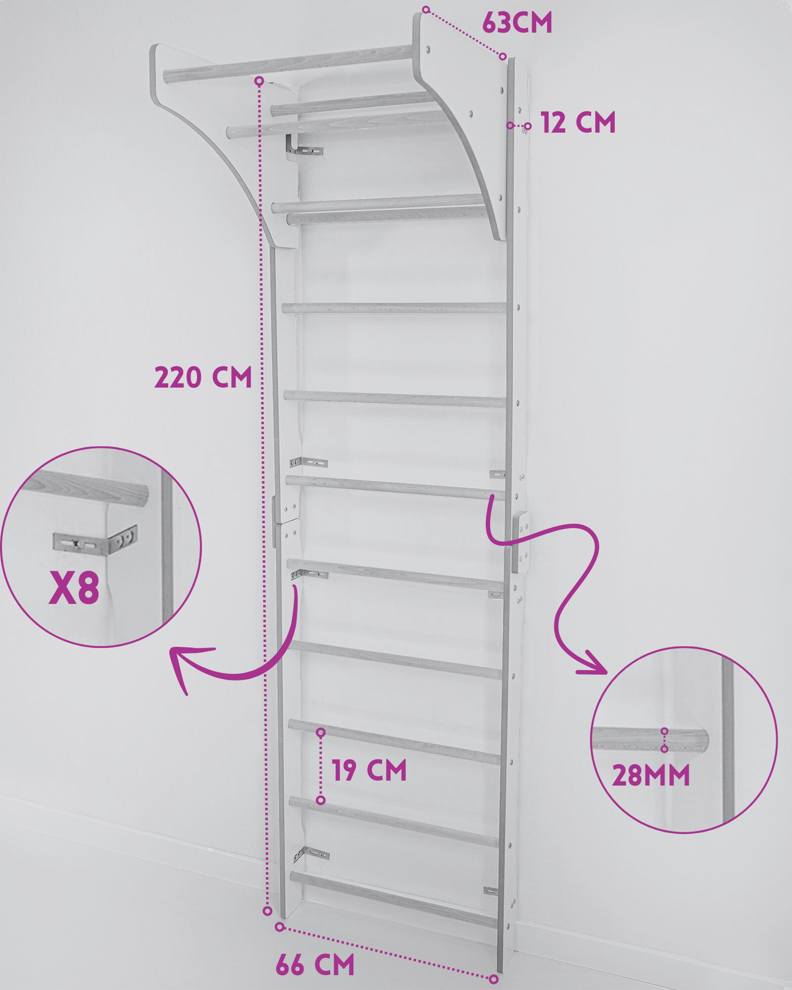drabinka gimnastyczna z drążkiem gimnastycznym