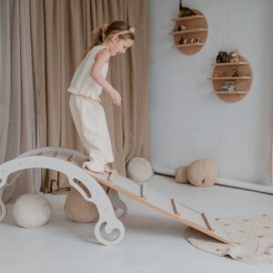 Bujak Montessori z drabinką-zjeżdżalnią - Zestaw 2w1 - Leo L, kaszmir