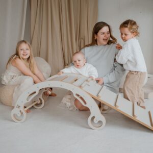 Bujak Montessori z drabinką-zjeżdżalnią - zestaw 2w1 - Leo M, kaszmir
