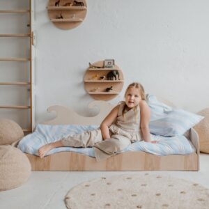 Łóżko Montessori Fala 80x160 cm – Drewniane Łóżko Dziecięce ze Sklejki Brzozowej